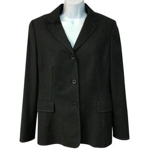 Louis Feraud Dark Gray Wool Blend Blazer Jacket 10